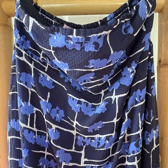 Calypso St. Barth Silk Maxi Dress in a Blue Elephant Print. Size L. New! - Picture 5 of 15